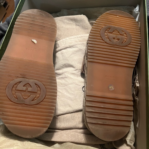 Gucci macro GG canvas camel ebony fabric sandal - Picture 3 of 7